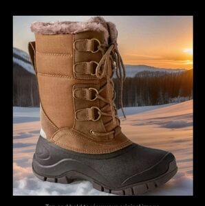 New Land's End 9 US Women's Tan Suede Expedition Insulated Winter Snow Mid Boots